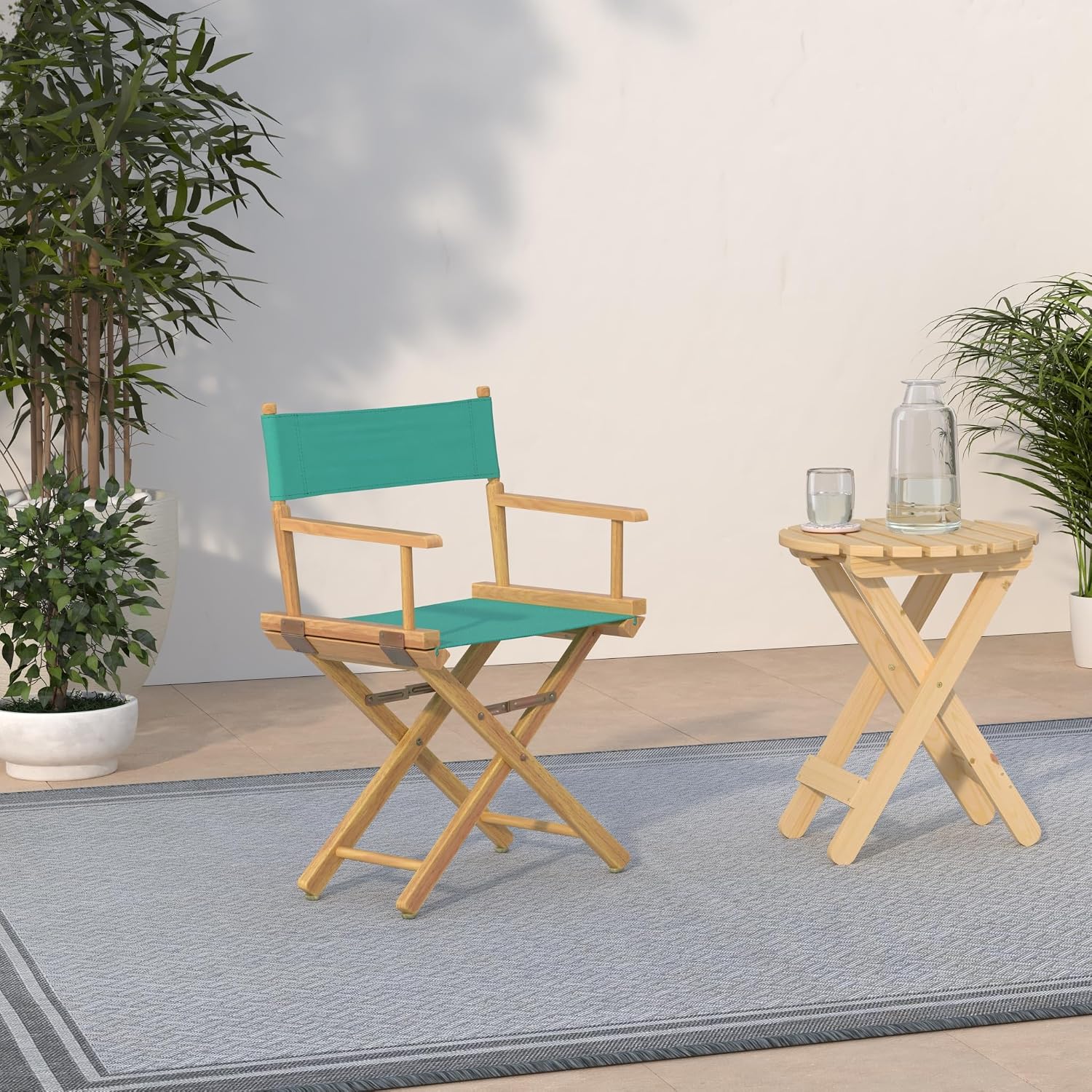 Casual Home 18" Director's Chair Natural Frame with Teal Canvas