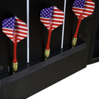 DMI Americana Dartboard Cabinet Set with 18-Inch Paper Dartboard, Reversible Baseball Game, Built-in Cricket Scoring, Darts, Chalk & Mounting Hardware – Classic Black Finish