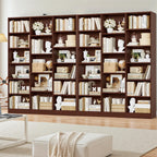 FACBOTALL Triple Wide Bookshelf, 6 Tier Large Bookshelf, Bookcase with 17 Open Display Shelves, 74'' Tall Bookcases and Bookshelves for Living Room, Home Office, Library, Cherry