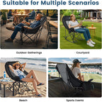 LILYPELLE Oversized Rocking Camping Chair for Adults, Fully Padded Folding Outdoor Lawn Chair with Cooler Bag and Side Pocket, Portable Recliner Rocker Chair for Camp, Patio, Backyard