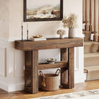 Tribesigns 41.34-Inch Farmhouse Console Table, 2-Tier Narrow Sofa Table Behind The Couch, Entryway Furniture with Storage Shelves for Hallway Foyer Living Room, Rustic Brown