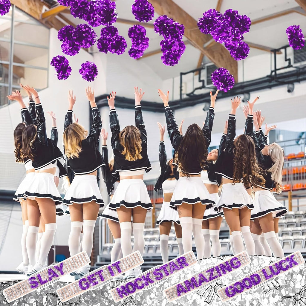 Ecation 30 Pcs Cheerleading Rhinestone Volleyball Spirit Clips Competition Cheer Pins Clothespins Cheer Charms for Clothes Pins Gifts Sports Volleyball Team Party Favors Accessories Bulk (Purple)