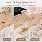 Personalized Wedding Fans for Guests, Custom Wooden Folding Hand Fans Bulk, Engraved Sandalwood Handheld Fans with Organza Bags & Tassels, Party, Bridal & Birthday Shower Favors (30PCS)