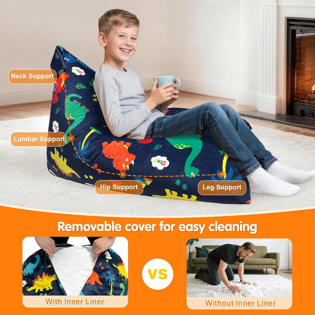 Lukeight Dinosaur Bean Bag Chair for Kids Teens Adults, Memory Foam Bean Bag Sofa with Removable Cover, Cozy Beanbag Chair for Living Room, Lazy Sofa for Gaming and Reading, X-Large