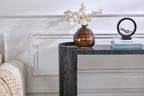 Black Curved Foyer Table Black Wood Grain Entrance Small Space Living Room Sofa Side Table