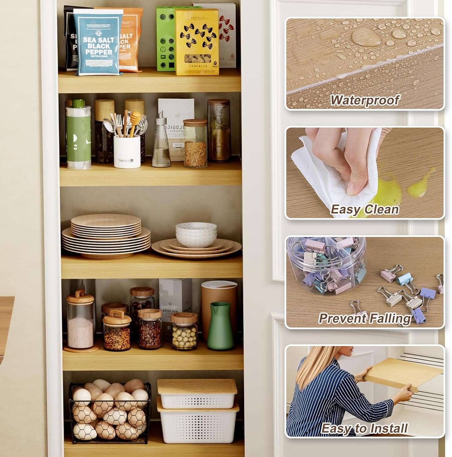 3Pcs Custom Wire Shelf Covers for Pantry, Waterproof Shelf Covers for Wire Shelving, Customizable Size and Color, PVC Material, Easy Assembly, for Cabinet Closet Bathroom Kitchen Shelving (3)