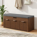 Shoe Bench with Storage, Lift Top Entryway Bench with Hidden Storage, 2-Tier Adjustable Shoe Rack and Cushioned Seat, Wooden End of Bed Bench for Bedroom, Living Room, Hallway, Walnut