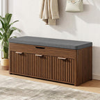 Shoe Bench with Storage, Lift Top Entryway Bench with Hidden Storage, 2-Tier Adjustable Shoe Rack and Cushioned Seat, Wooden End of Bed Bench for Bedroom, Living Room, Hallway, Walnut