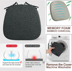 SINOSSO 1 Pack Memory Foam Chair Cushions for Dining Chair, Friendly Woven Fabric 16" U-Shape Comfortable Kitchen Chair Pad, Removable Slip Resistant Seat Cushion (1 Piece, Black)