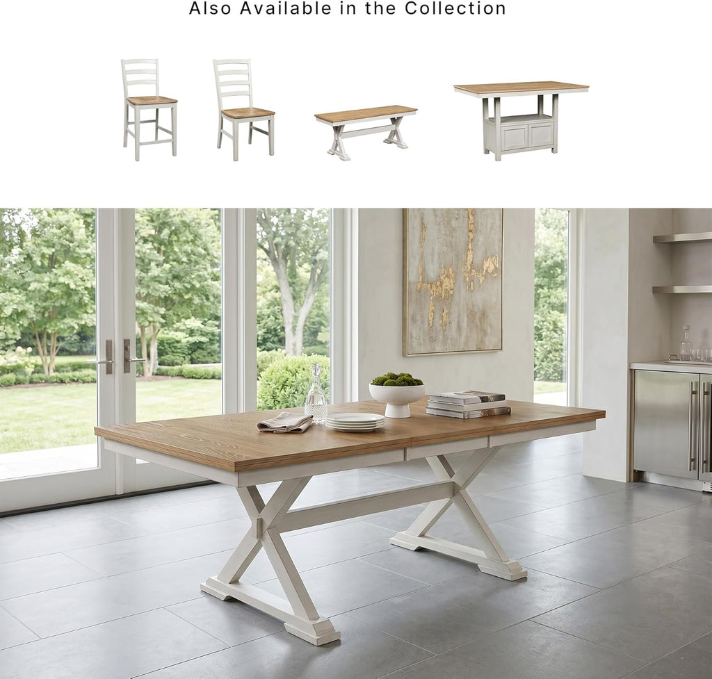 Signature Design by Ashley Westlinport Casual Dining Butterfly Extension Table with Self-Storing Butterfly Leaf, Light Brown & White