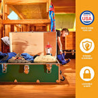 Rhino Trunk & Case Classic Camp & College Trunk with Wheels. 30"x17"x13", 1500+ lbs Capacity - Many Colors, Soft-Close Lid. Strong, USA Made Summer Camp Footlocker and Secure Dorm Storage Chest