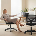 OLIXIS Armless Office Chair, Ergonomic Desk Chair with Wheels, Mesh Back, Removable Washable Foam Cushion, Height Adjustable Rolling Swivel Chairs for Small Space, Home, Office, Black