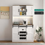 72'' Kitchen Hutch Storage Cabinet Buffet with Drawers, Kitchen Pantry Cabinets with Doors/3 AC Outlets/2 USB Charging Ports, Food Pantry Cabinet with Microwave Shelf for Dining Room (White - 72'')