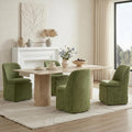 KISLOT Upholstered Dining Chairs Set of 4 with Hidden Casters, Modern Kitchen Chairs with Removable Washable Cover, Padded Dining Room Chairs with Chenille Velvet Fabric & Metal Frame, Green