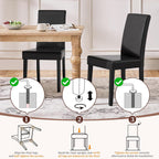 Yaheetech Dining Chairs Set of 4 PU Leather Upholstered Parsons Dining Chairs with Solid Wood Legs for Kitchen/Living Room/Restaurant, Modern Style, Black