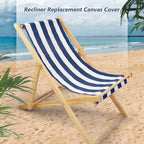 Sunloungers, Beach Sling Chair Replacement Canvas Blue and White Sling Chair Replacement Deck Chair Fabric for Sunbathing Courtyard