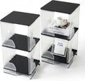End Tables, Set of 2, Side Table, Small Nightstand for Living Room, Space-Saving Sofa Table for Small Spaces, Bedside Nightstands for Bedroom, 3-Tier, 13" L x 13" W x 26" H, Black