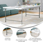 EMMA + OLIVER 4.93' Kids Folding Activity Table for Classrooms and Home, Heavy-Duty Rectangular Plastic Classroom Table for Kids, White