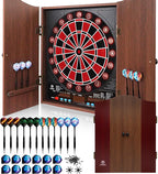 Electronic Dart Board with Cabinet Set, Dartboard with 8-Player Color Light | 3 Large LCD Displays with 34 Games, Automatic Scoring, 12 Darts+100 Tips, Great Gift for Man Cave Game Room Home Bar