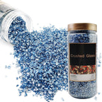 HappyFiller 1.3 Pound Broken Crushed Glass 3-7mm Fairy Garden Succulent Gravel Soil Cover Mini Stone Pieces,Vase Filler,Candle Holder Decor Mini Rock,DIY Resin Art,Paint,Craft Glitter,Pacific Blue