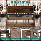 AT-VALY 3-Tier Liquor Bottle Display Shelf, Iron&MDF Countertop Wine Rack, Liquor Cabinet for Home Decor, Mini Bar(Rustic Brown)