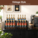 Nuovoware Coffee Syrup Rack, 3-Tier, Black | Hold 15 Bottles, Coffee Syrup Organizer with Side Handles, Countertop Storage with Iron Frame, Wooden Base