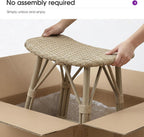 PURPLE LEAF Outdoor Bar Stools Set of 2 Backless 26" Counter Height Rattan Barstools with Saddle Seat and Footrest All Weather Aluminum Bar Chairs for Patio Kitchen Island Pool Balcony, Taupe