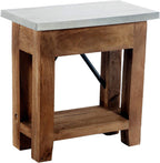 Millwork End Table with Steel Top – Rustic Industrial Narrow Side Table with Lower Shelf and Crossbar Accent – Small Space Accent Table for Living Room, Bedroom, Office by Alaterre Furniture