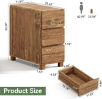 Set of 2 3 Drawers Solid Wood Side End Table for Living Room, Rustic Farmhouse Narrow Sofa Tables with Storage for Small Space, Bed Side Tables Bedroom