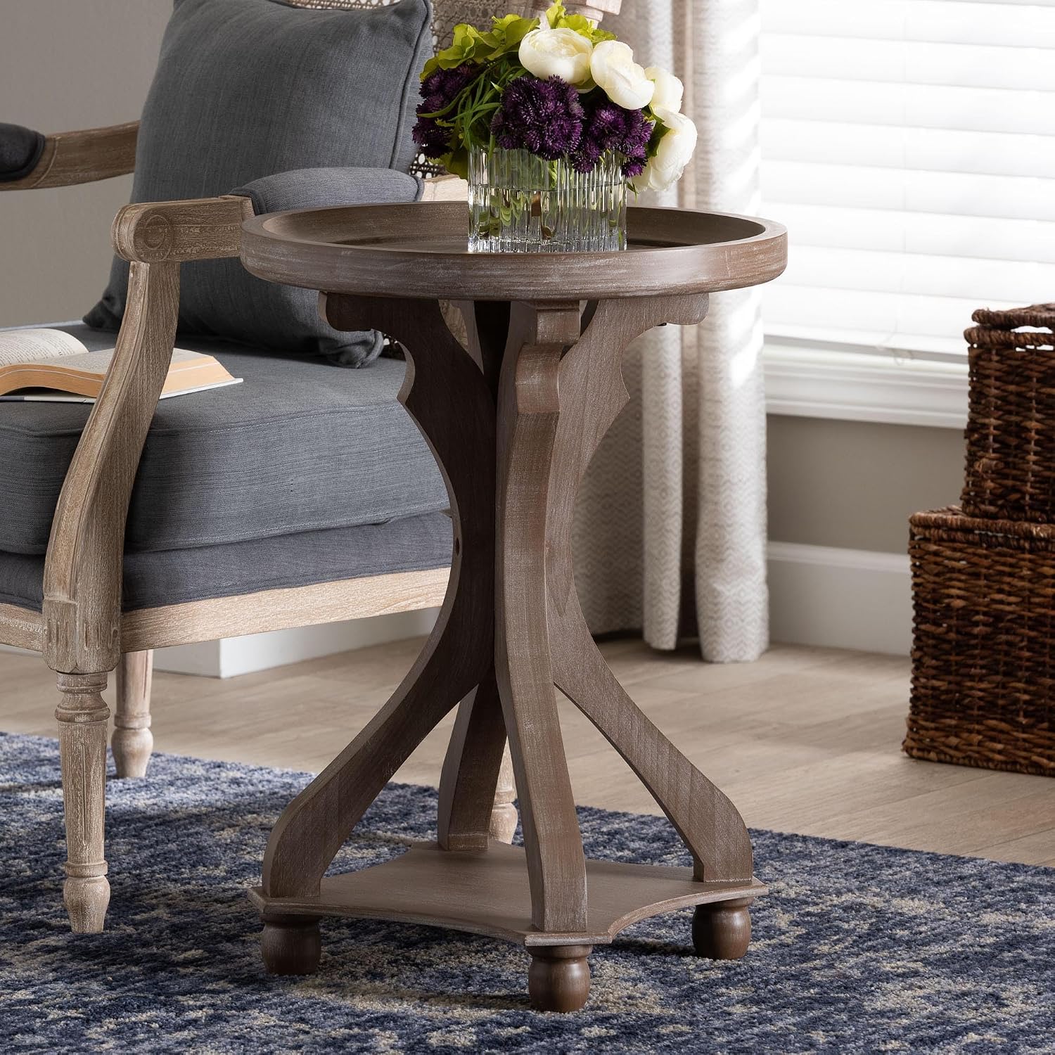 Baxton Studio Westlyn French Country Antique Brown Wood End Table