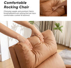 Rocking Chair Nursery, Uplostered Leather Rocker Nursing Chairs with Wood Legs and Side Pocket, Comfortable Glider Roking Chair for Nursery, Living Room, Bedroom,Teddy, Leather Brown