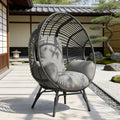 Balcony Chairs Egg Wicker Design, 400lbs Capacity, Weather-Resistant PE Rattan, Indoor Outdoor Use(Black+Gray)