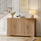Memobarco Fluted Buffet Cabinet with Storage（55.59" W Accent Sideboard Cabinet Modern Credenza with Doors & Adjustable Shelves Modular Coffee Bar Media Console for Dining Room Entryway,Natural Oak