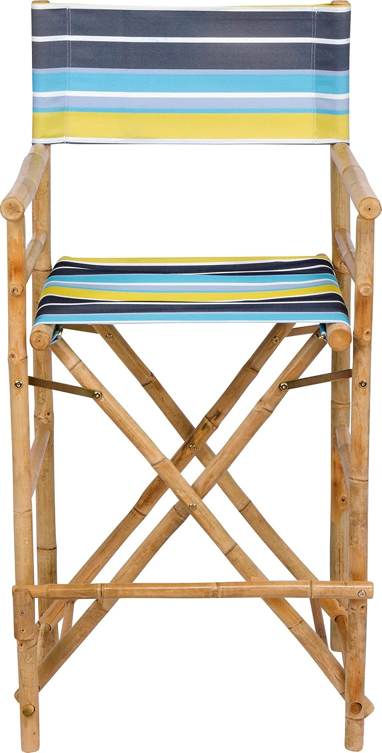 Statra Bar Height Folding Chairs Counter Stool Outdoor Indoor Tall Camping Set of 2, Green Stripes