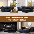 DreamDashio 159" 8-Seat U-Shaped Sectional Sofa, Oversized Modular Cloud Couch with Storage, Adjustable Arms & High Back, Dark Grey Chenille for Large Living Room