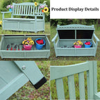 Outdoor Storage Bench, 48.8" Solid Wood Patio Park Garden Bench, All-Weather Patio Benches for Porch, Backyard and Park(A)