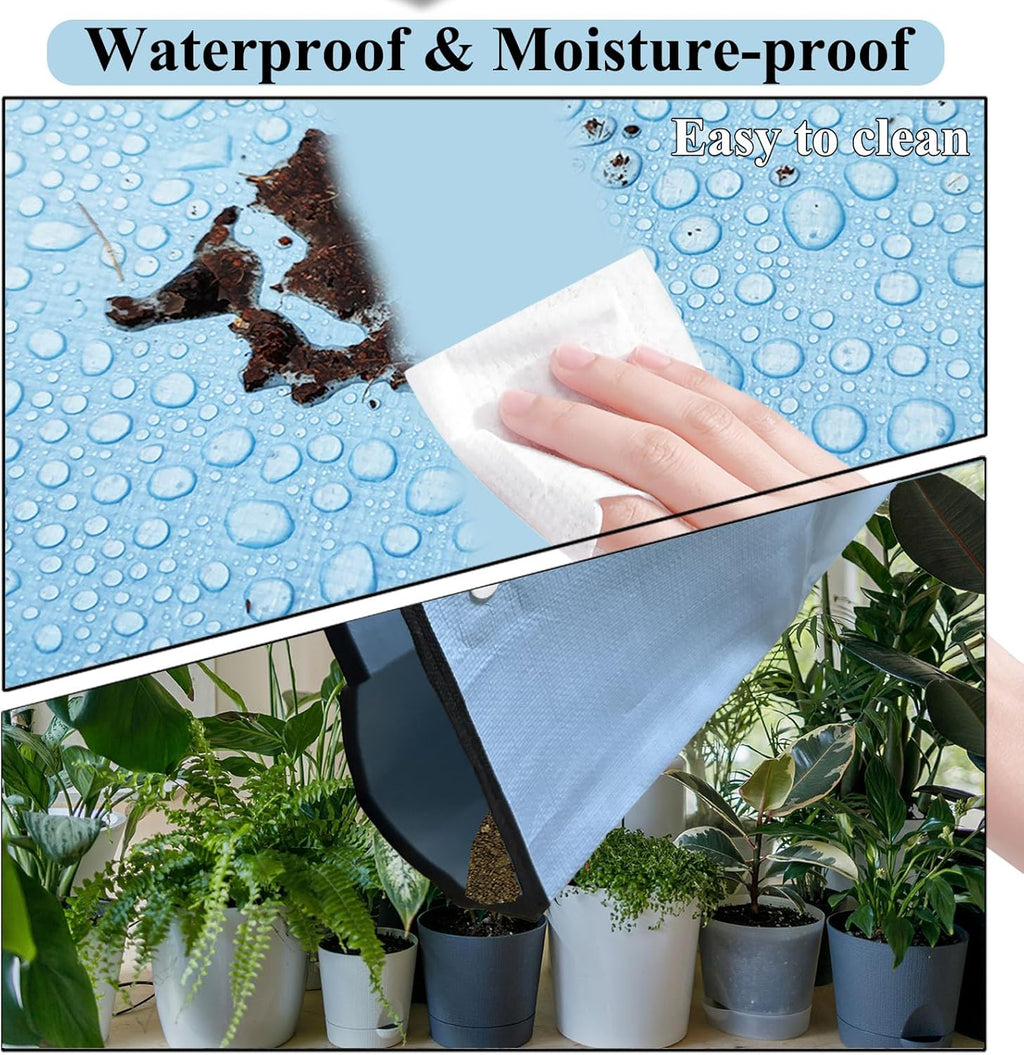 59" x 39" Extra Large Plant Repotting Mat, Foldable Gardening Mat for Indoor, Transplanting Houseplants, Pot Out, Mix Soil and Mess Control, Gardening Gifts for Women Men Plant Lover(Blue)