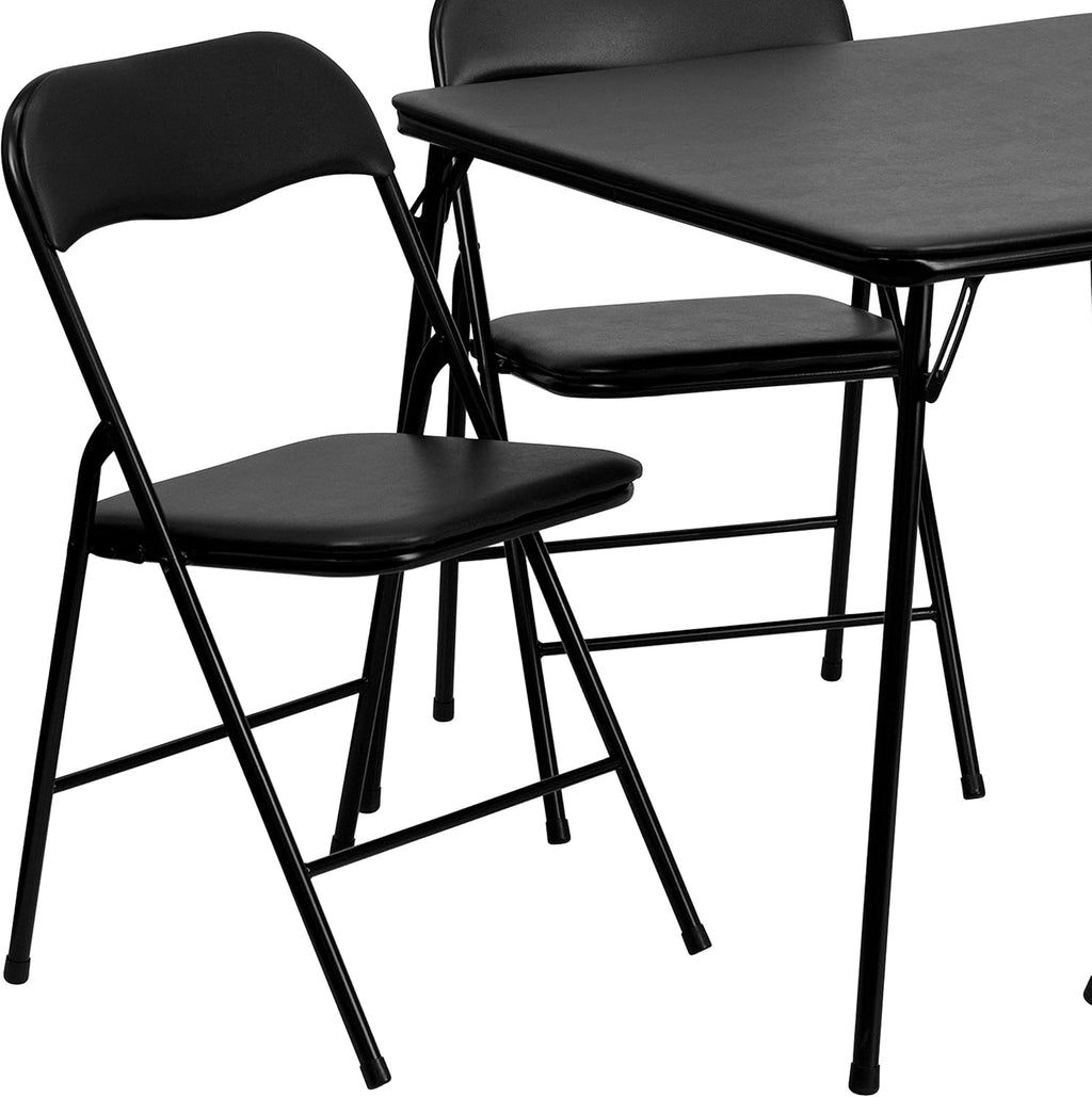 Flash Furniture Madison 5-Piece Folding Card Table and Chairs Set, Portable Event Table and Chairs Set, Black