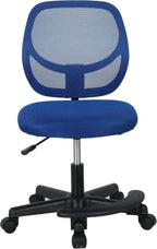 Amazon Basics Kids Adjustable Height Mesh Low-Back Swivel Desk Chair with Footrest, Rolling Study Chair, Armless, Blue