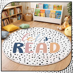 Breling 4 ft Classroom Reading Corner Rug Non-Slip Round Let's Read Carpet Back to School Boho Classroom Decor Washable Read Rug for School Library Calming Corner Nursery Playroom Bedroom Living Room