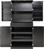 72'' Kitchen Pantry Storage Cabinet, Pantry Storage Cabinet with 3 Keyboard Drawers and 6 Door Shelves Adjustable, Freestanding Buffet Cabinet for Bathroom, Diningroom (Black)