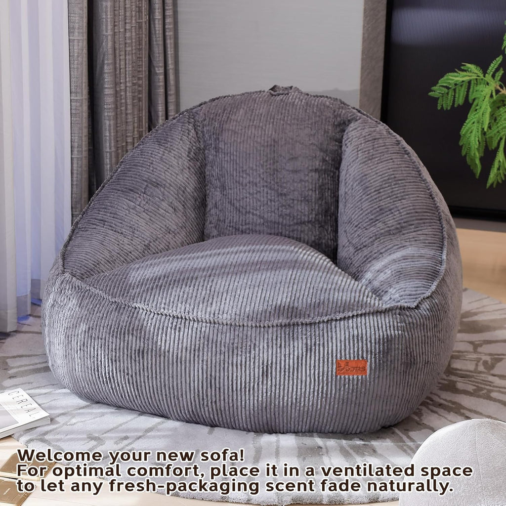 Bean Bag Chair, Cozy Fluffy Beanbag Chairs with Filler for Teens and Kids, Floor Lazy Sofa for Living Room Gaming & Reading (S-Darkgrey)