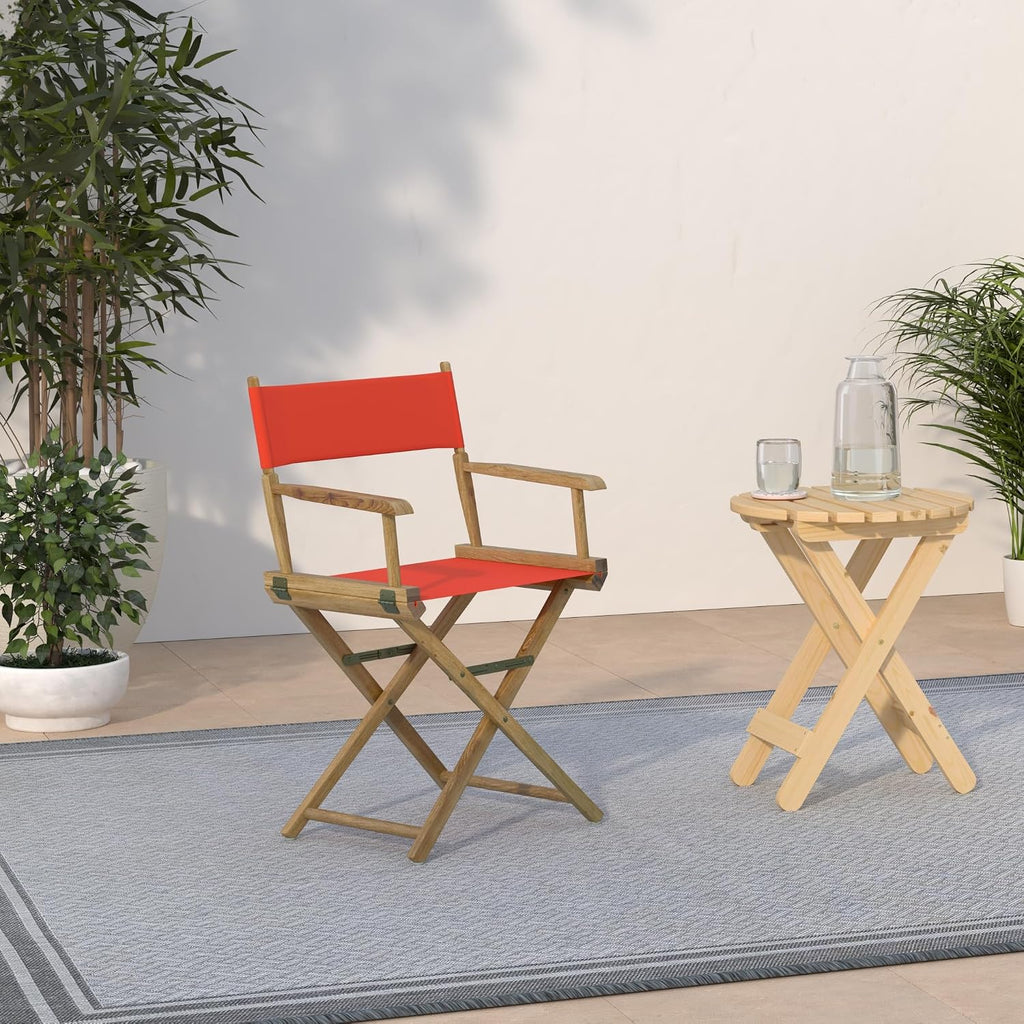 Casual Home 18" Director's Chair Natural Frame with Orange Canvas