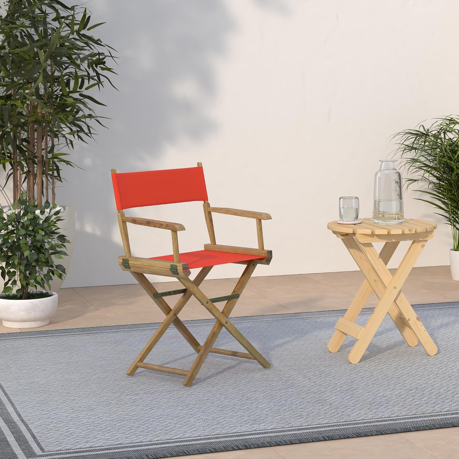 Casual Home 18" Director's Chair Natural Frame with Orange Canvas