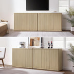 SICOTAS Buffet Cabinet with Storage Accent Sideboard with 3 Doors Modern 46.6" Wide Credenza Fluted Buffet Table Media Console Cabinet Entryway Cabinets for Living Room Kitchen Dining Room Hallway