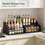 FAVOOSTY 5 Tier Countertop Liquor Bottle Display Shelf Organizer, Retro Tabletop Wine Rack Stand, Multi-Purpose Storage Holder for Whiskey, Spirits, Coffee Syrup, Mini Home Bar & Liquor Cabinet,Black