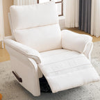 Swivel Rocker Recliner with Adjustable Headrest,Upholstered Glider Rocker Recliner with Overstuffed Armrest,Manual Recliner Nursery Chair for Living Room,White
