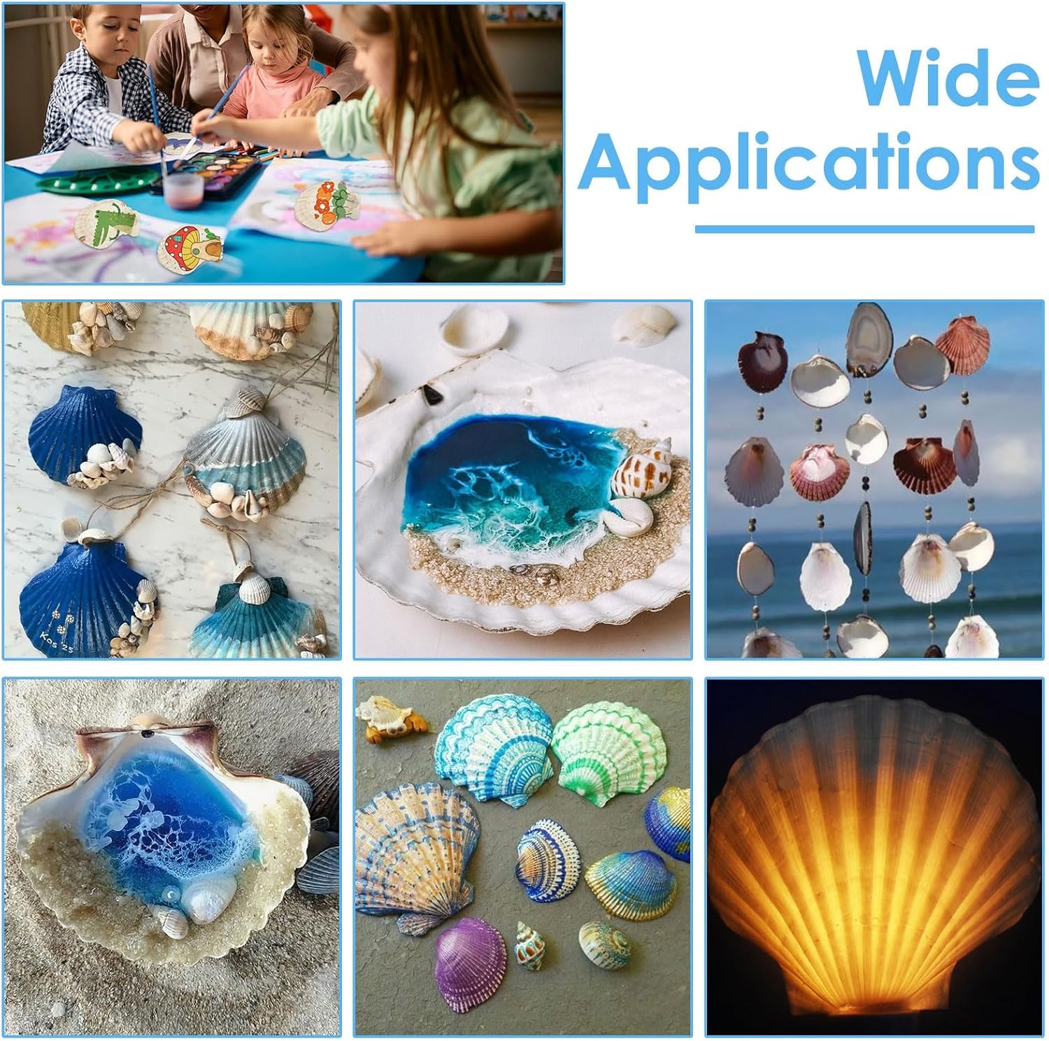 60PCS Large Scallop Shells for Crafts 4-4.3 inch Clam Shells for Decoupage Beach Natural White Seashells Bulk from Sea Beach for DIY Crafts Decorating Painting Crafting Home Wedding Decor