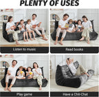 Homguava Bean Bag Chair, Giant Beanbag Chairs for Adults, Memory Foam Fireside Chair, Large Lazy Floor Sofa, Sofa Couch with High-Rebound Foam, Lounge Chair for Living Room, Bedroom (Grey, 3-Seater)