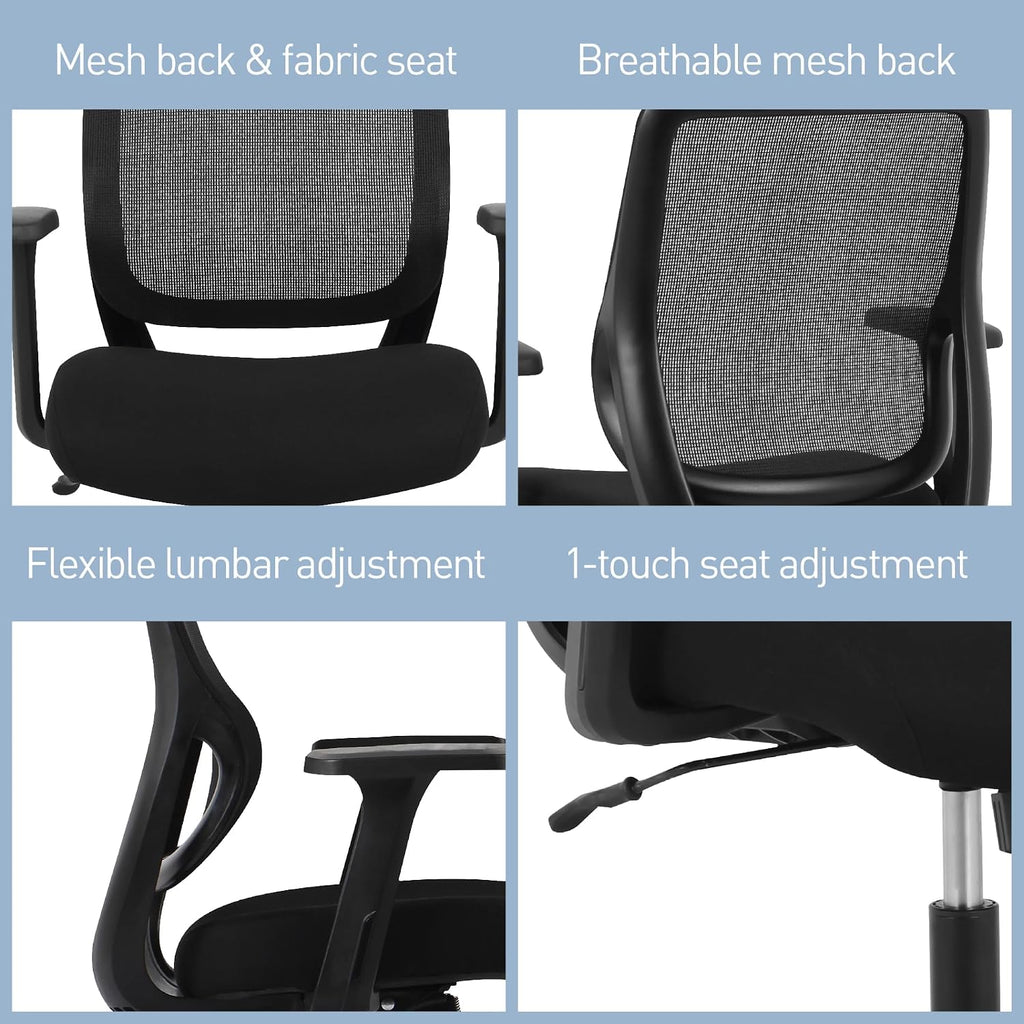 Realspace® Sensi Mesh/Fabric Low-Back Task Office Chair, Black, BIFMA Compliant
